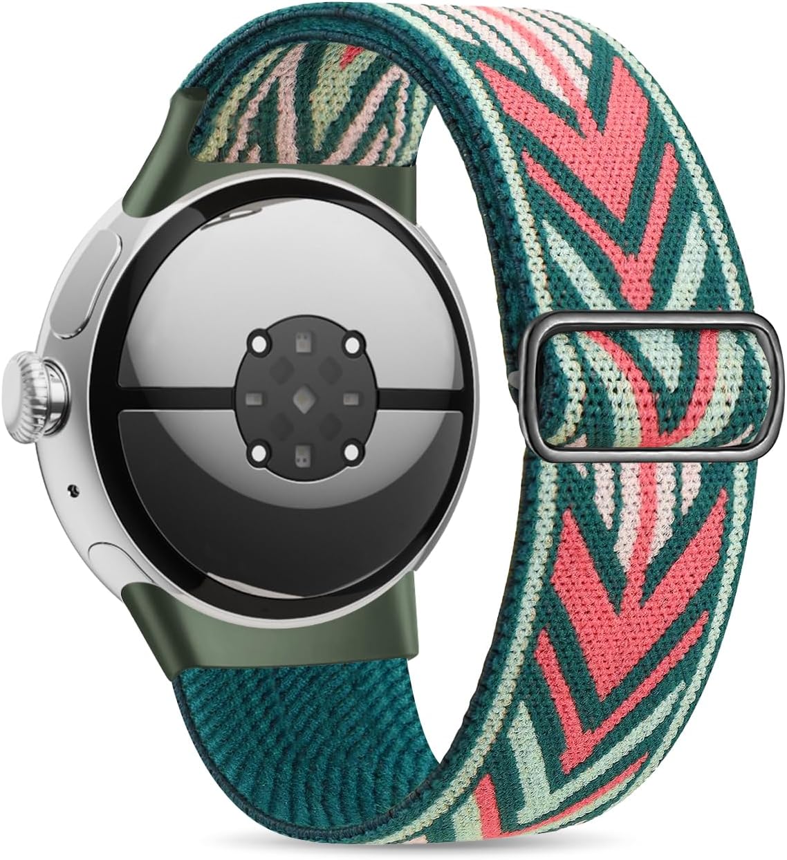 Stretchy Nylon Bands Compatible with Google Pixel Watch 2 Band/Pixel Watch Band - Upgraded Stainless Steel Lugs - Adjustable Elastic Braided Replacement Sport Loop Straps for Women and Men