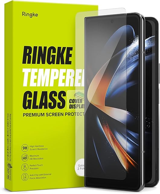 Ringke Cover Display Glass (1 Pack) Compatible with Samsung Galaxy Z Fold 4, Exterior Cover Display Tempered Glass Screen Protector Film 9H Hardness