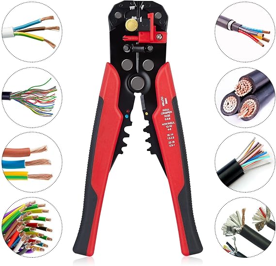 Wire Stripper, Electrical Pliers, 3-in-1 Wire Cut, Strip, Simple Crimping Function, Cable Stripper, Automatic Adjustment, Wire Cut, Simple Crimping Electrician's Pliers, 10-22 AWG 0.5-6.0 mm