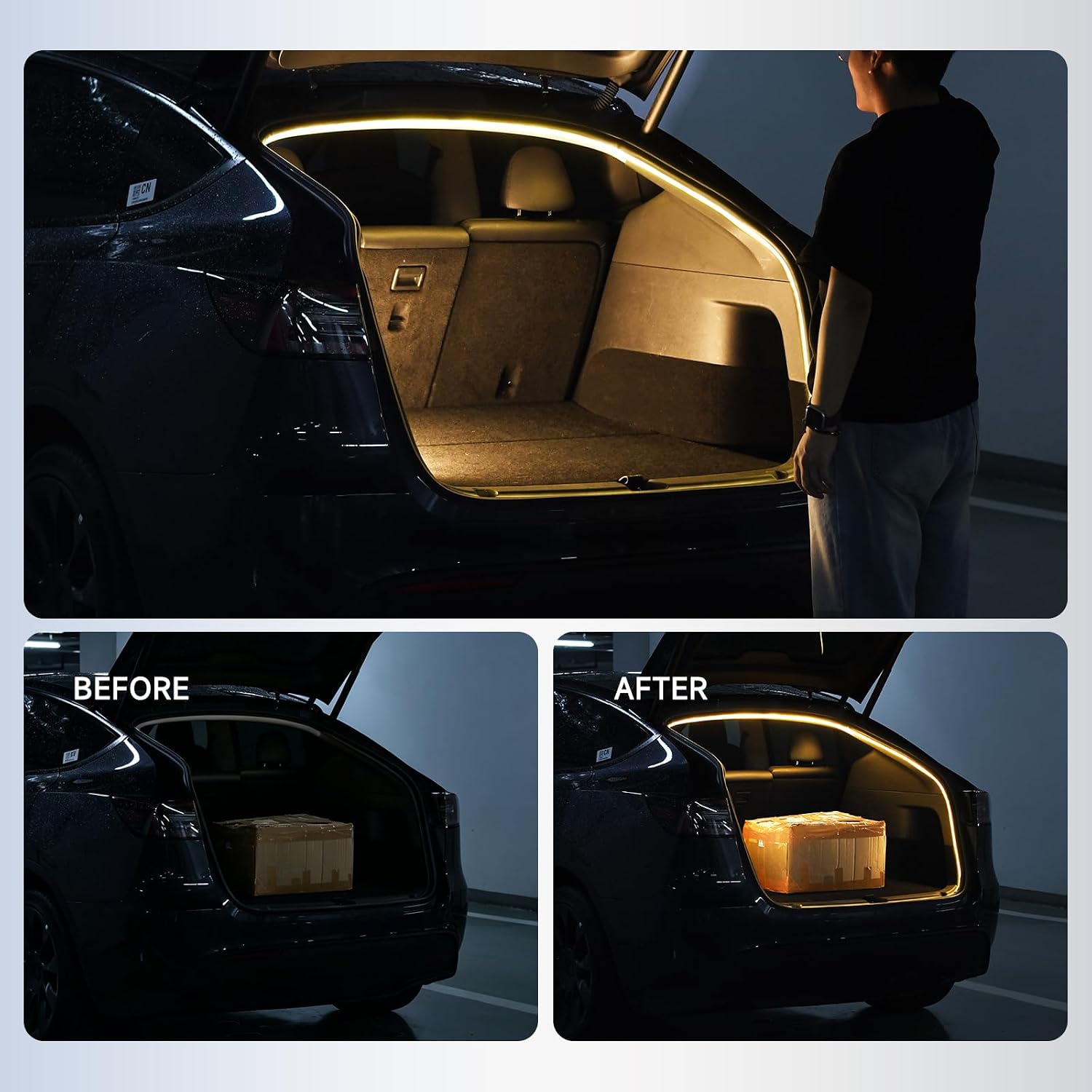 Trunk LED Light Strip for 2020-2026 Tesla Model Y LED Rear Trunk Cargo Light for Tesla Model Y (Including New Model Y Juniper) Interior Lighting Accessories Sensor Auto ON/Off Silicone Waterproof image 3