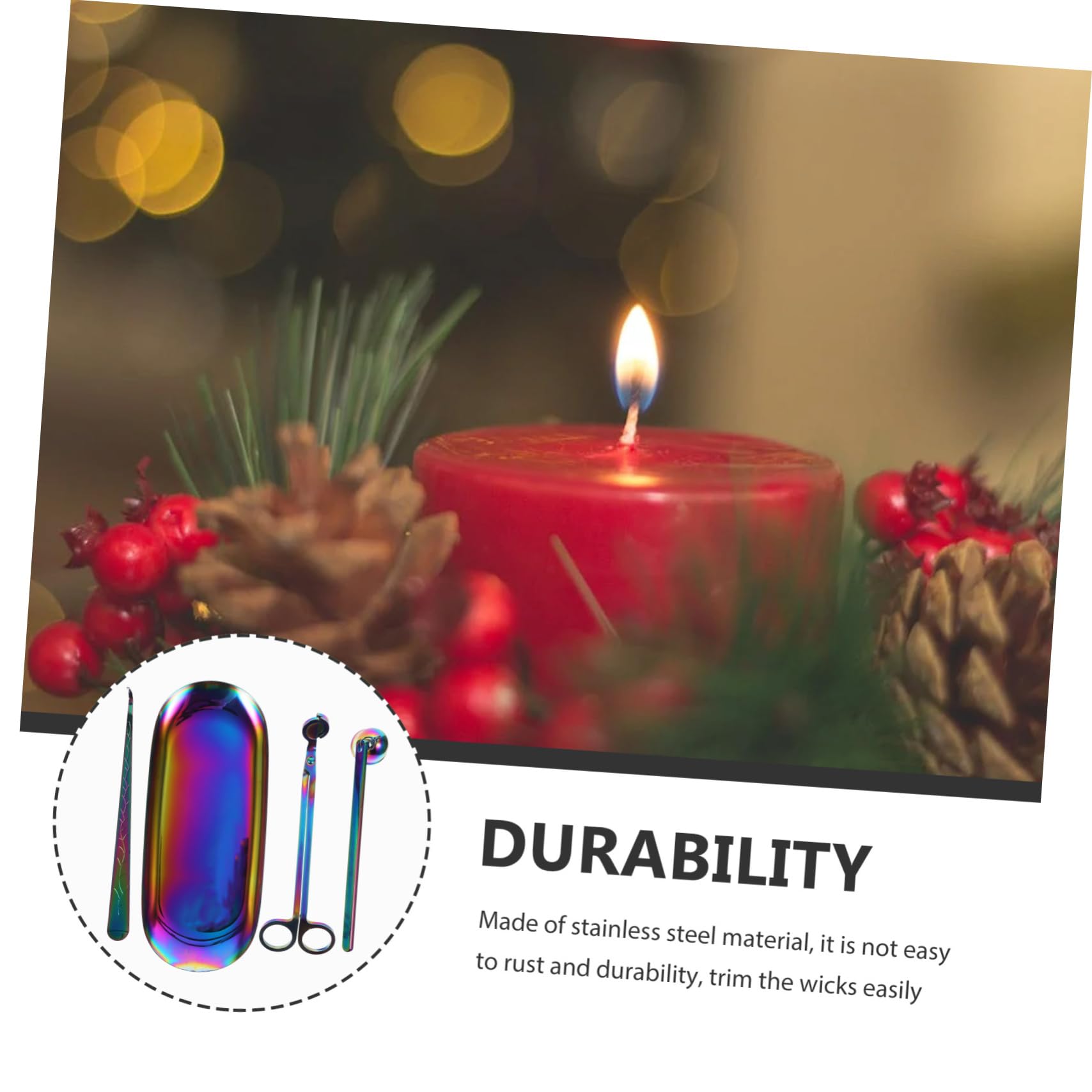 DECHOUS Elegante Set di 4 Taglia Stoppini per Candele Spegni in Metallo in Acciaio Inossidabile per Uno Spegnimento Delicato delle Candele