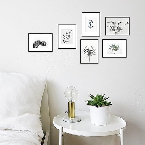 Vista 124 de Golden State Art - Marcos de fotos de metal de 8 x 10 pulgadas con paspartú para fotos de 5 x 7 - Juego de 4 portarretratos de aluminio de 8 x 10