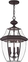 Vista 3 de Livex Lighting 2355-07 Monterey - Linterna colgante de latón macizo con acabado de bronce para exteriores con cristal biselado transparente