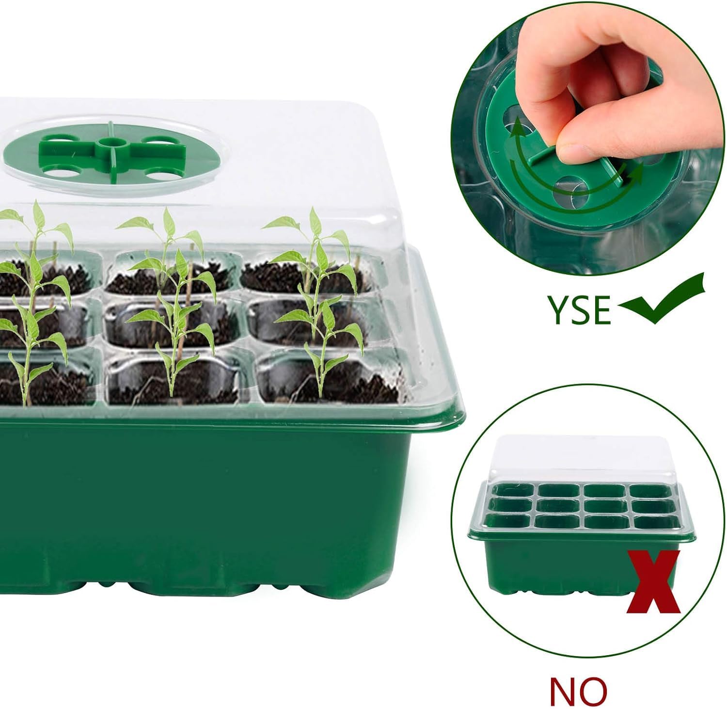 Saatgut-Starterschale, 6 Setzling-Kits mit einstellbarer Luftfeuchtigkeitskuppel, Pflanzen-Starter-Set für Samenzucht-Starting (12 Zellen pro Tablett)
