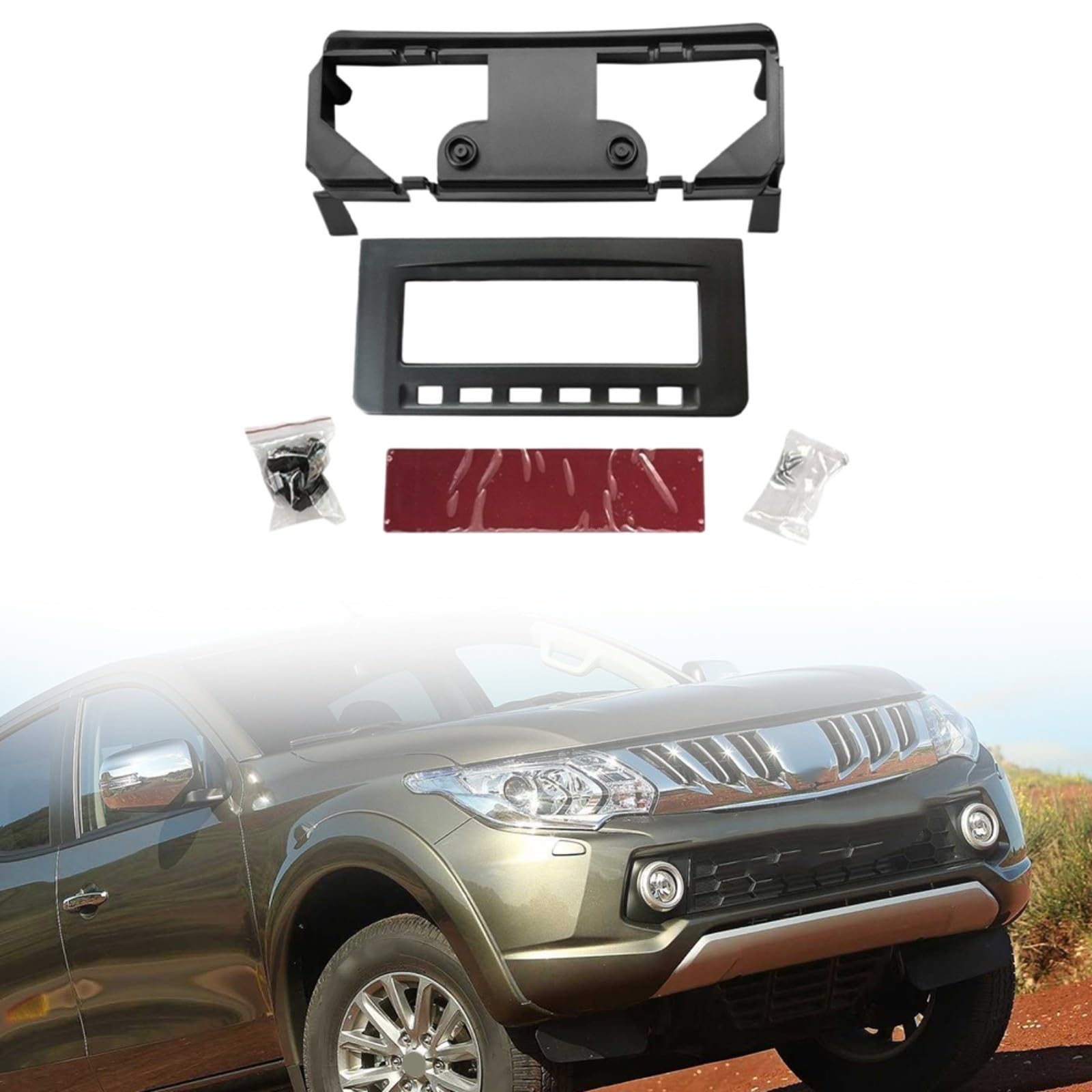 Mascherina autoradio 2DIN per Mitsubishi L200 per PAJERO Sport, ABS per cruscotto, kit di allestimento audio, nero