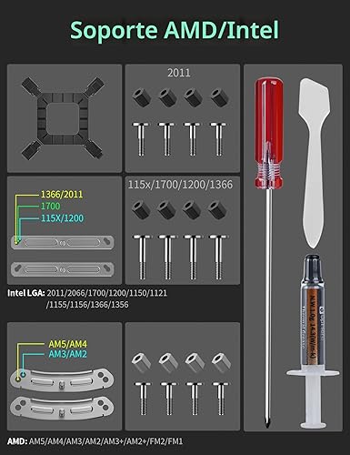 Miniatura 9 de Enfriador de aire para CPU, enfriador de CPU de doble torre con ventilador PWM de 120 mm, enfriador de aire para CPU de 6 tubos de calor para