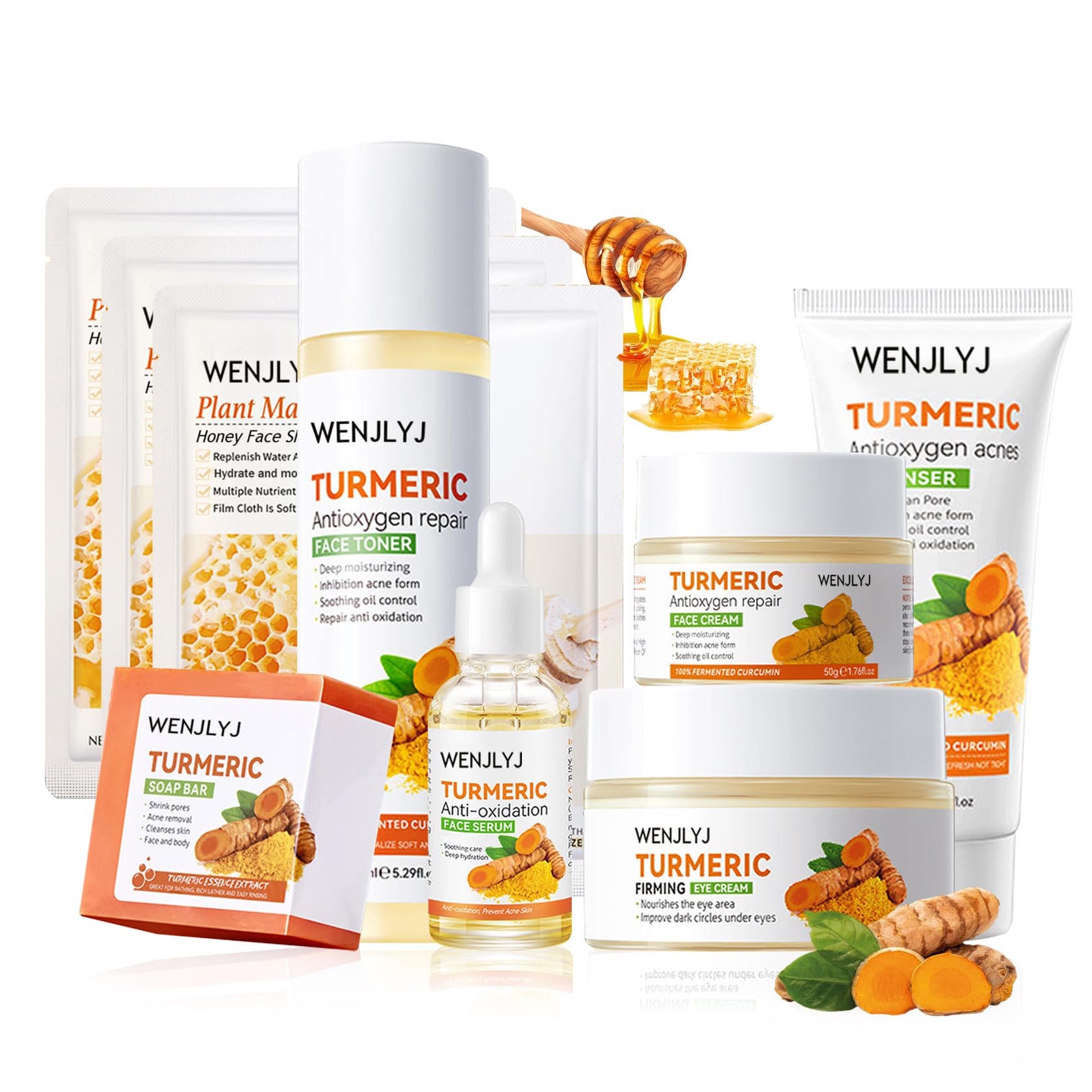 Amazon.com : Turmeric Soap Skincare Set with Honey Face Sheets 