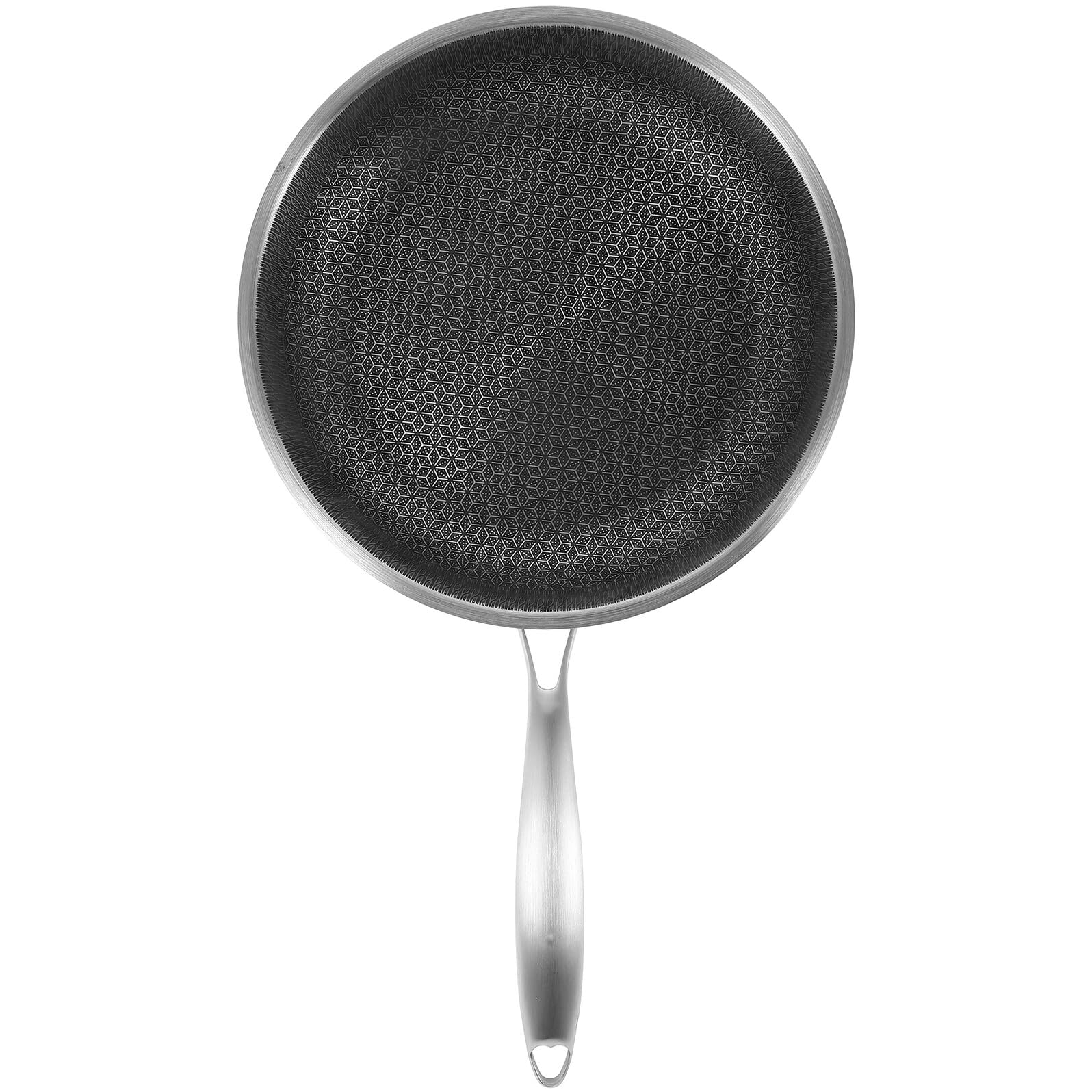 Mipcase Padella Wok in Acciaio Inossidabile Honeycomb Antiaderente Manico Ergonomico Facile da Pulire per Cucina e Griglia, per Salsicce e Patate
