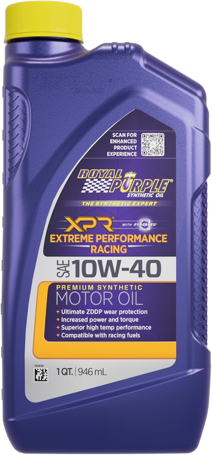 Royal Purple 01041 XPR 10W-40 Ultra-Light Extreme Performance Synthetic Racing Motor Oil - 1 Quart Bottle