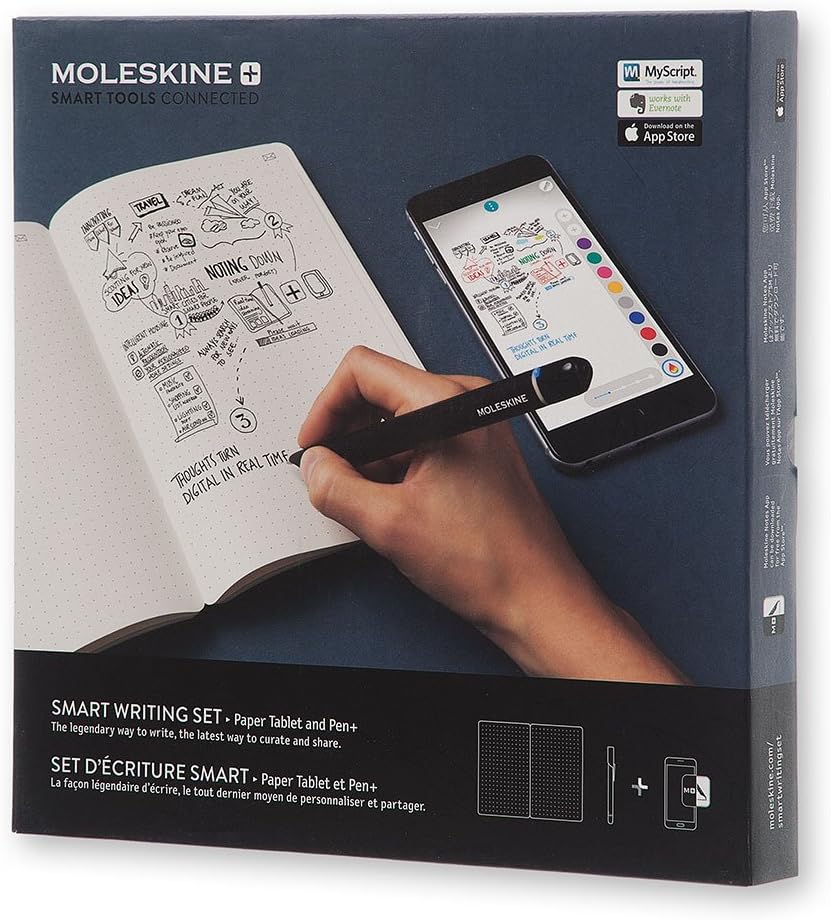 Moleskine Pen+ Smart Writing Set Pen & Dotted Smart Notebook - Use with Moleskine App for Digitally Storing Notes (Only compatible with Moleskine Smart Notebooks)