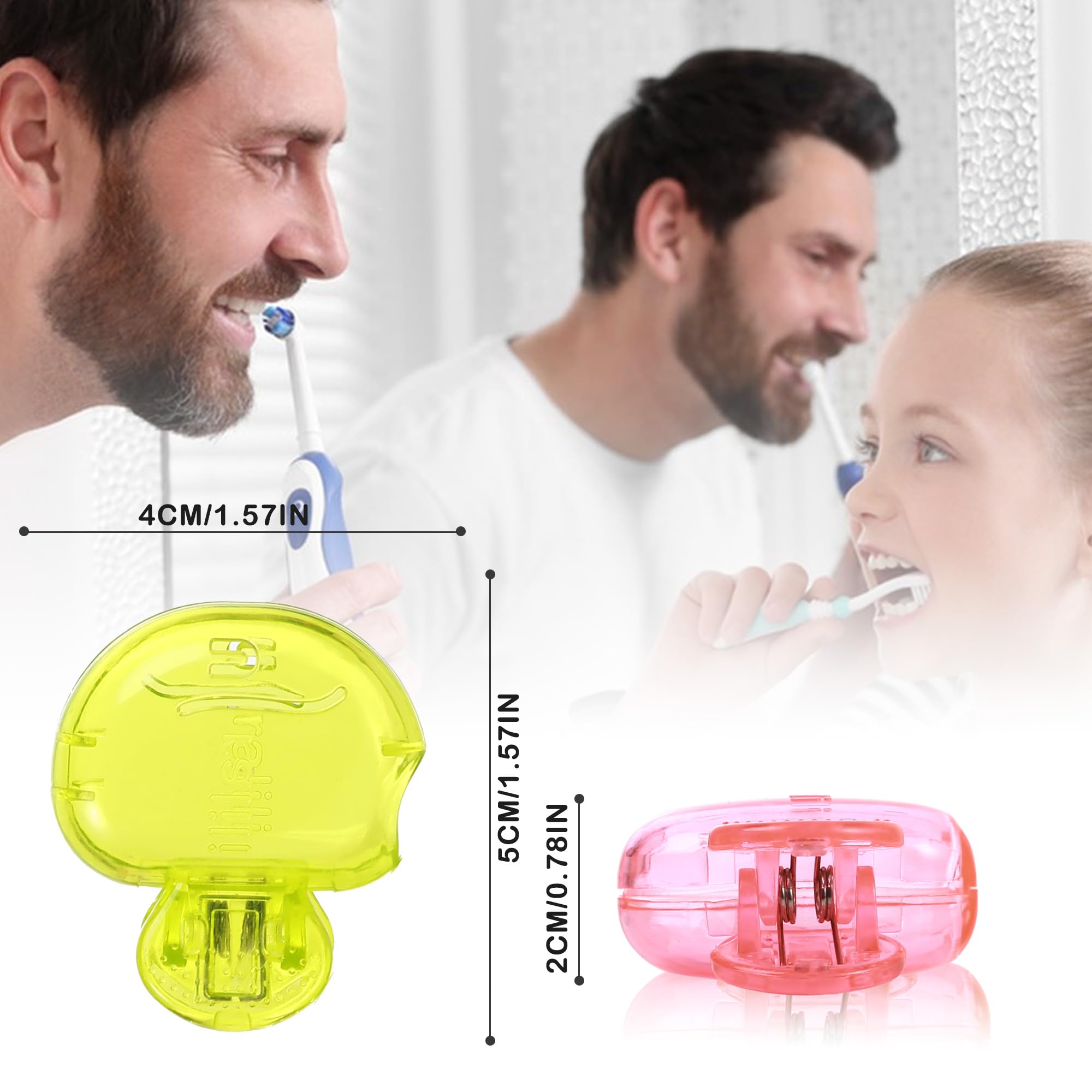 Confezione da 4 tappi protettivi per spazzolino da denti, portatili, antipolvere, per viaggi e uso domestico, misura universale per spazzole elettriche e manuali (rosso, giallo, verde, viola)