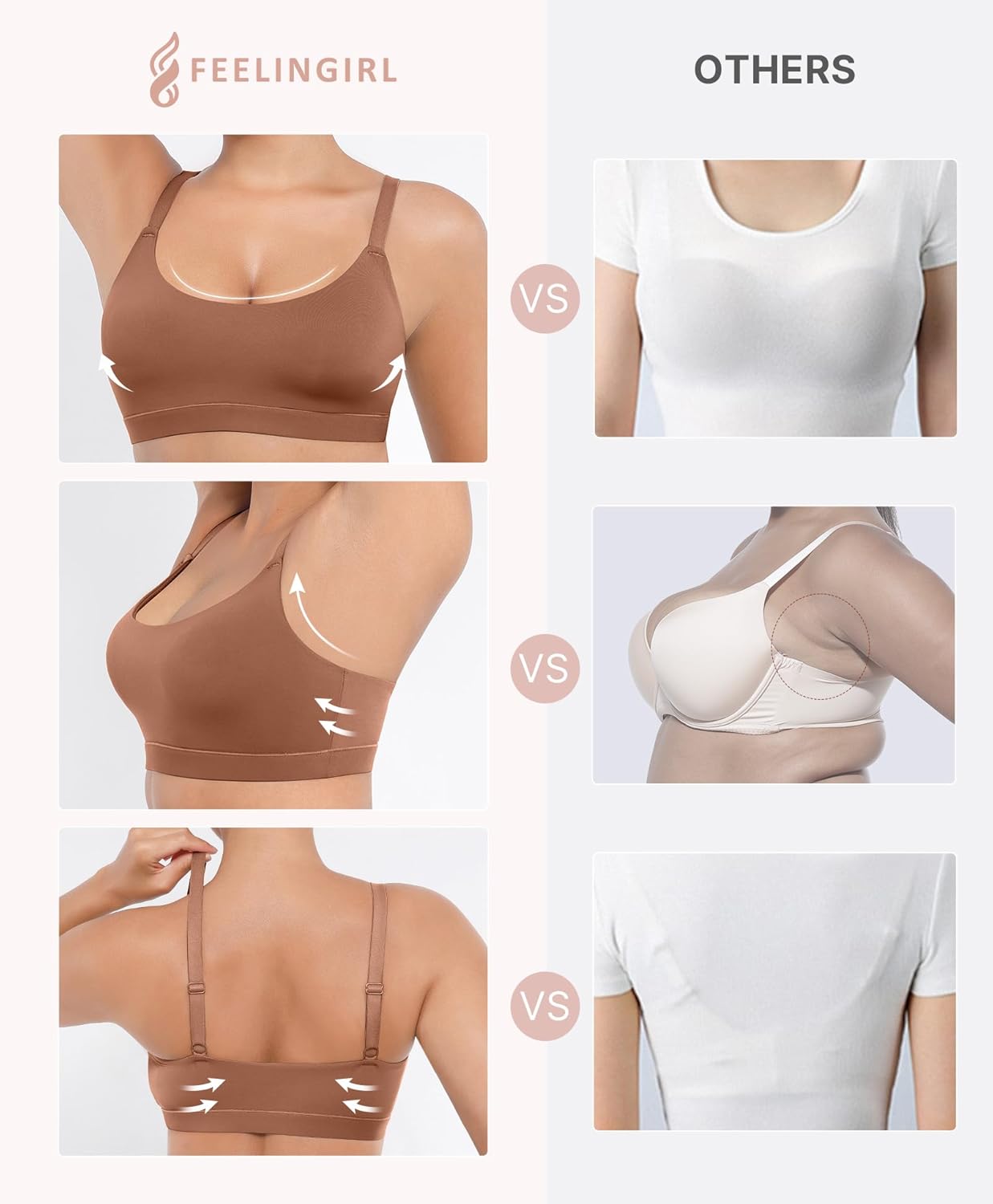 FeelinGirl Seamless Bras Wireless Bralettes for Women, No Wire Unlined Comfort Soft for Sleep, Everyday Bras - Image 5