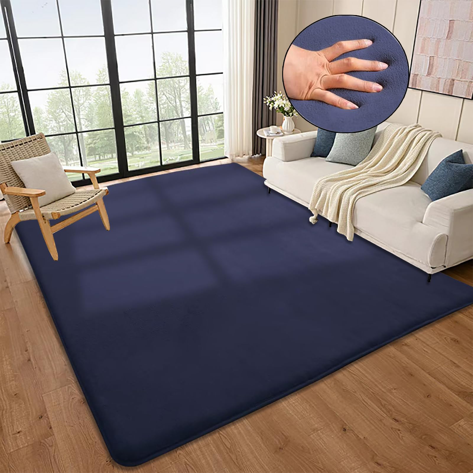 Tapis d'éveil et de Jeux Bebe Epais de 2cm Antidérapante pour Le Tapis pour Chambre d'enfant en Velours Corail Tatami Tapis Chambre Bebe, Tapis Rampant pour Tapis Pliable 150 x 220 cm Bleu Foncé