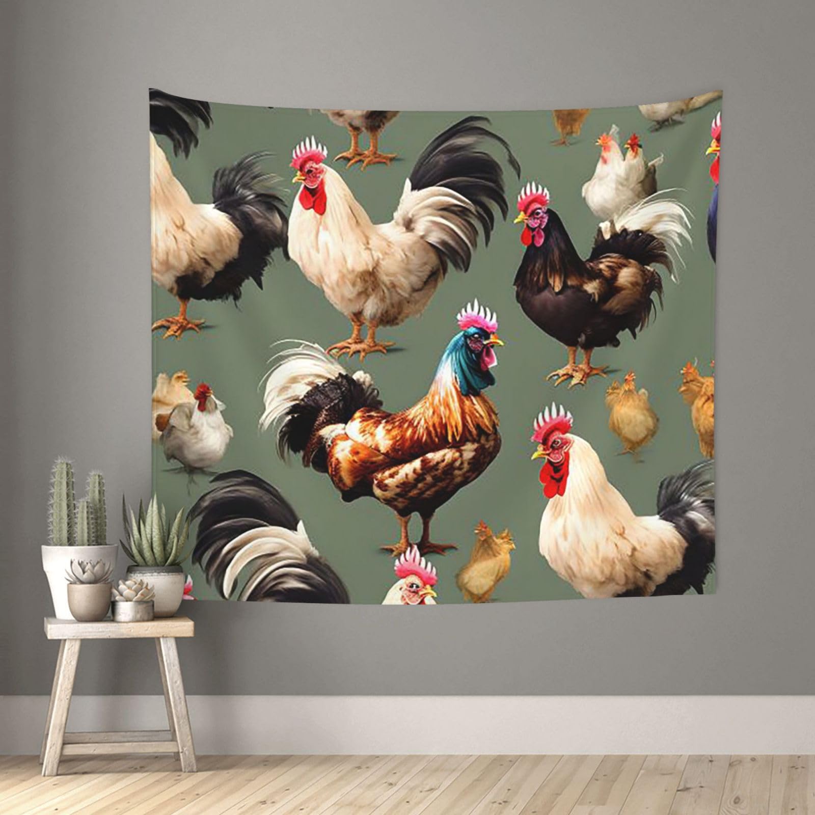 FodPand Chicken And Rooster Print Tapestry for Bedroom Aesthetic, Wall Hanging Tapestries Art Decor Backdrop Wall Tapestry for Dorm Living Room Funny Poster Party Banner Background 51" X 60"