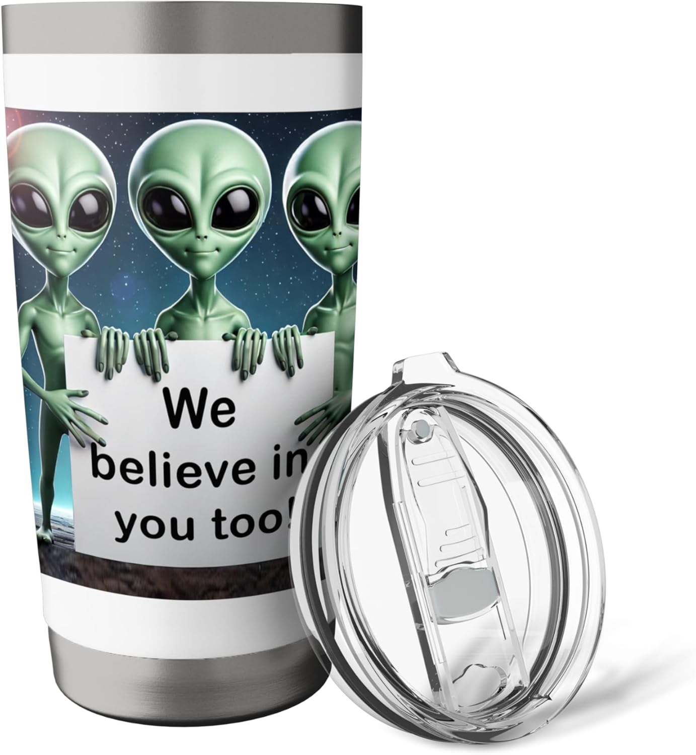 "We Believe in You Too!" Aliens Stainless Steel Insulated Tumbler - Image 5