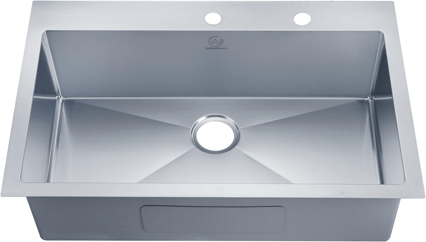 Stufurhome NW-3322SO Over Mount Stainless Steel 2-Hole Single Bowl Kitchen Sink, 33", Satin