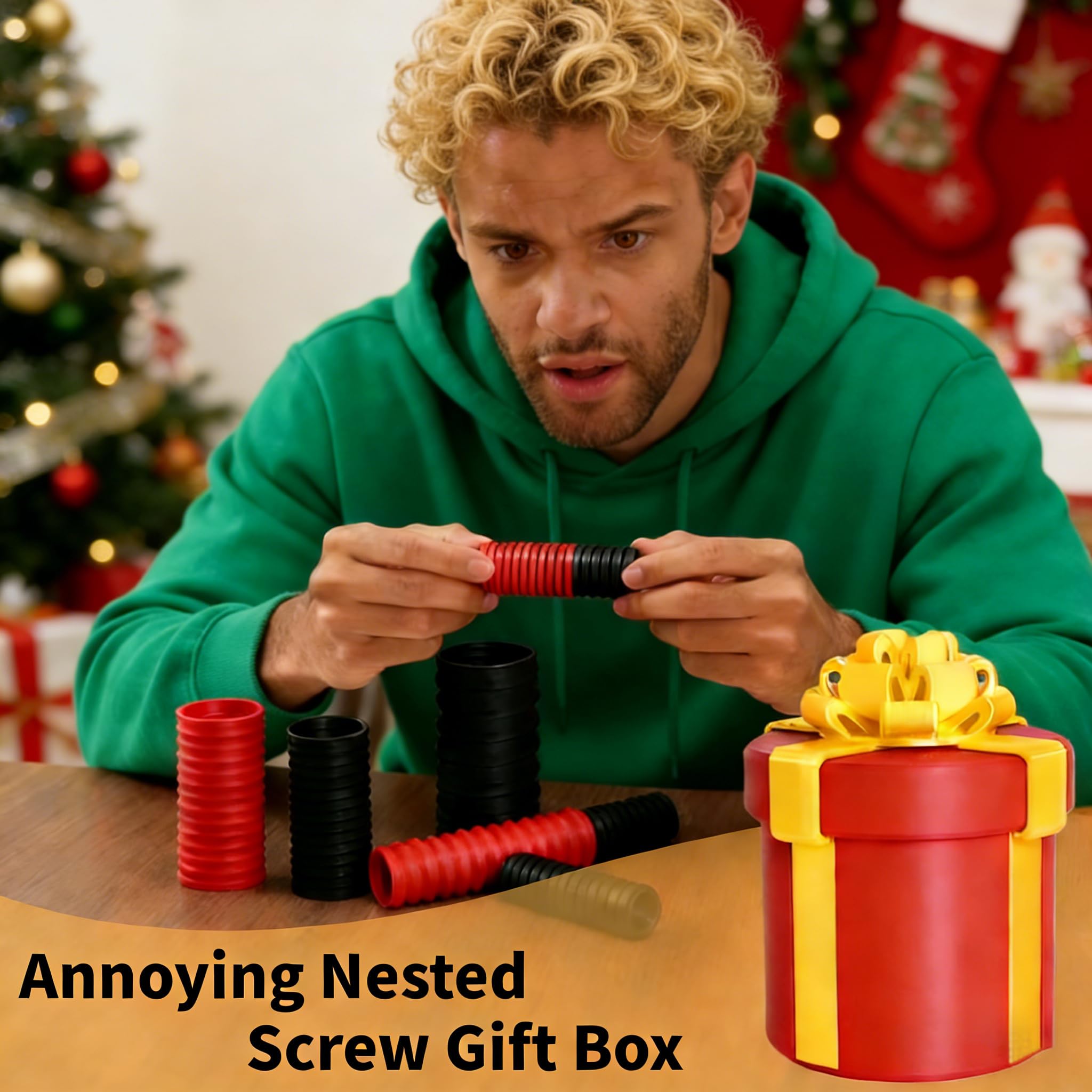 LUOMAR 3D Printed Annoying Nested Screw Gift Box – Reusable Funny Prank Box, Surprise Boxes for Money, Ring & Small Keepsakes, Perfect for Christmas, Father's Day, Mother's Day & Office Party Favors