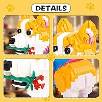 Vista 46 de Kit de bloques de construcción de microbloques de construcción de animales lindos, mini ladrillos de gato azul, juguetes de construcción