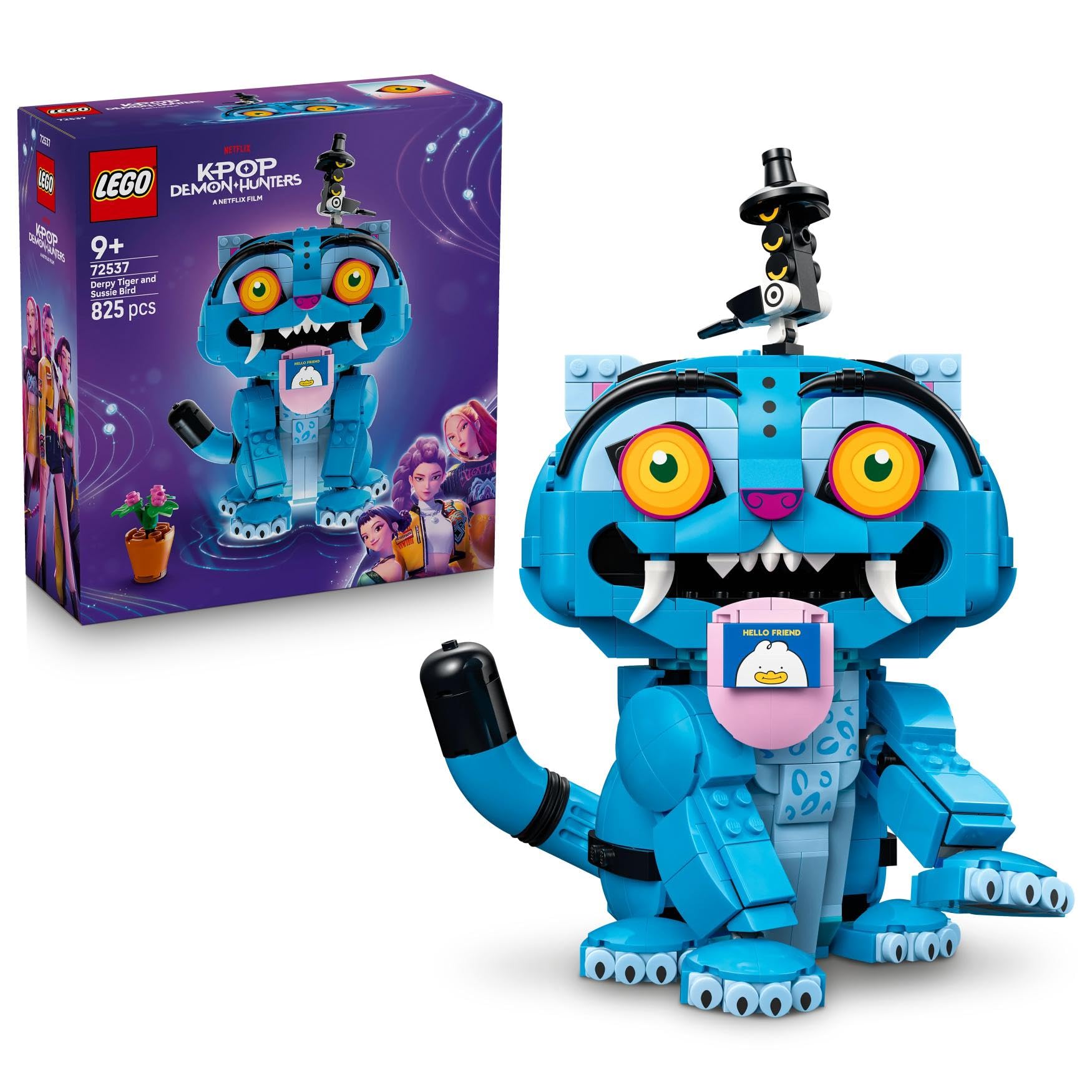 LEGO KPop Demon Hunters Derpy la Tigre e Sussie la Gazza - Gioco K-Pop con 2 Animali e Vaso di Fiori - Decorazione da Cameretta - Regalo per Bambine e Bambini da 9 Anni in su a Tema Musicale - 72537