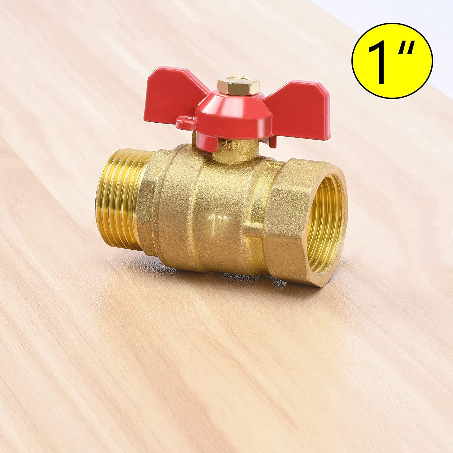 GOMETY 2 stuks messing kogelkraan, 1 inch met vleugelgreep, kogelkraan