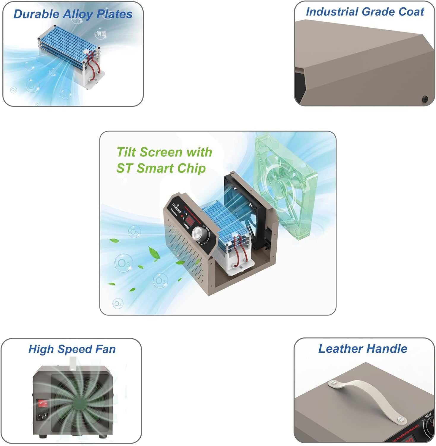 Ozone Generator 30,000mg/h Industrial & Home Use Air Purifier – O3 Air Ionizer High Capacity for 2,000 Sq Ft, Smoke Odor Removal, Odor Eliminator, Pet, Car, Room, Basement Deodorizer