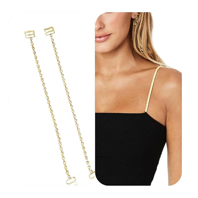Buy CURATED CART Rhinestone Golden Bra Straps, Single Row Crystal
