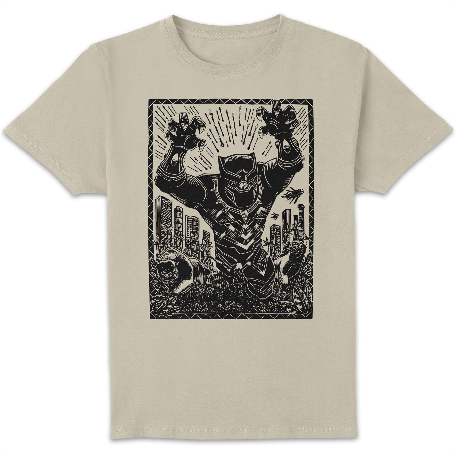 Marvel Black Panther Line Art Unisex T-Shirt - Cream - L
