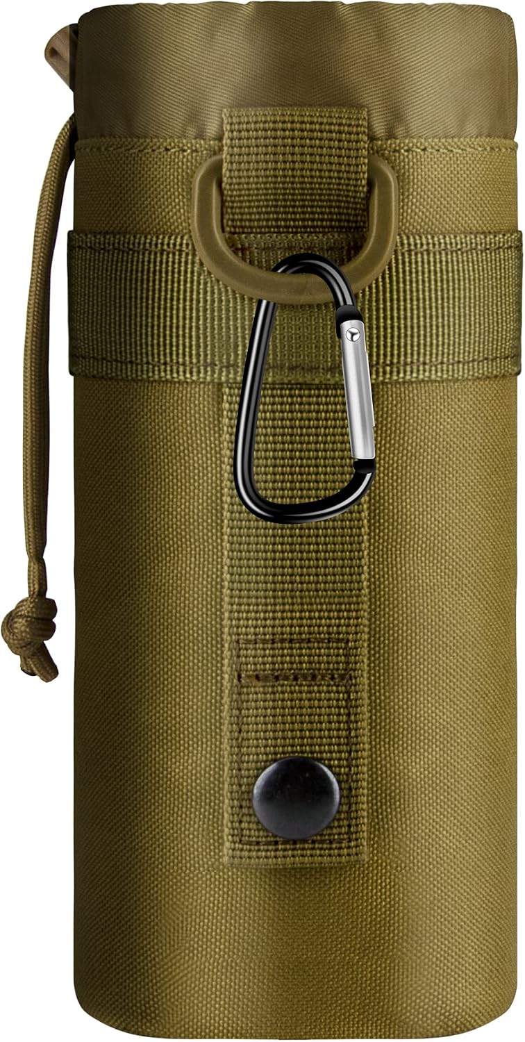 Adjustable Tactical Water Bottle Pouch Foldable MOLLE Water Bottle Holder Drawstring Open Top Travel Water Bottle Bag