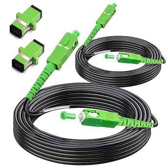 10m - 2Pack SC/APC to SC/APC Fiber Optic Internet Cable, Outdoor Armored Single Mode Patch Cable, Fiber Optic Jumper Optical Patch Cord - SIMPLEX - 9/125um - OS1/OS2 Compatible, LSZH Black