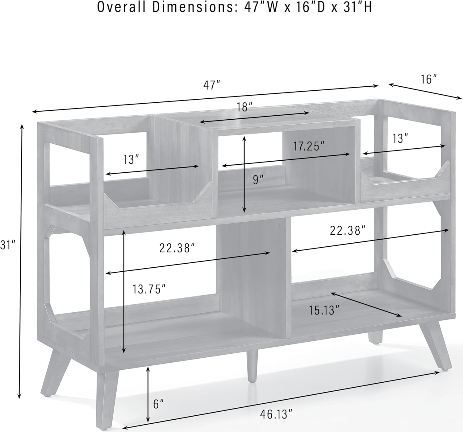 Asheville Walnut Mid-Century Modern Record Storage Console