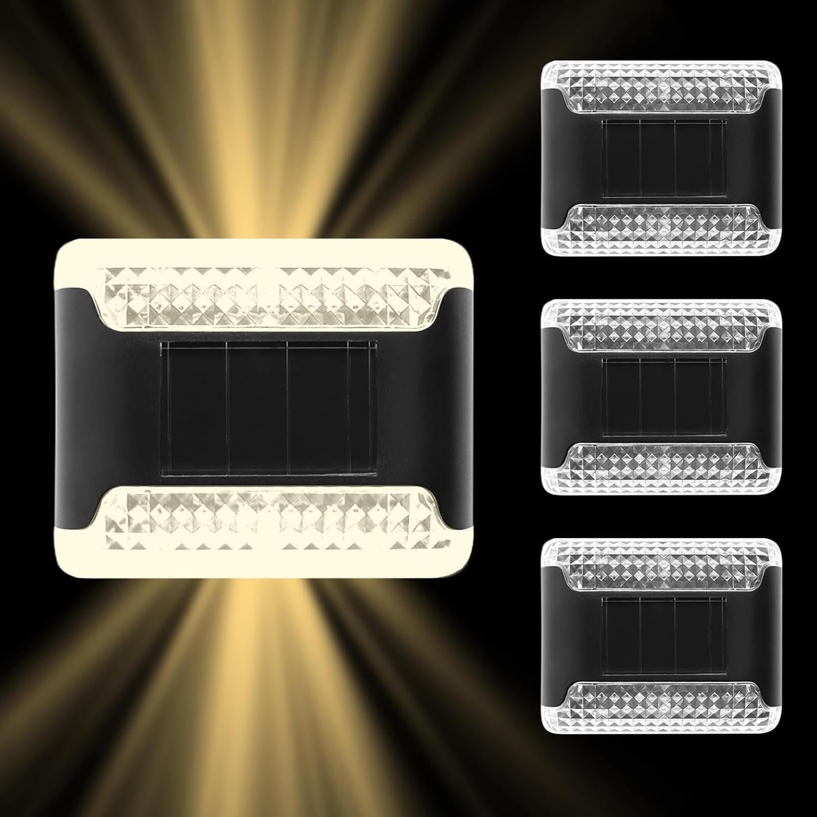 Set da 4 Lampade LED per Esterni, Luci Solari per Recinzioni E Prati (impermeabilità IP65) – Decorazioni Solari Luminose E Durevoli per L'illuminazione del Giardino(Warm Light)
