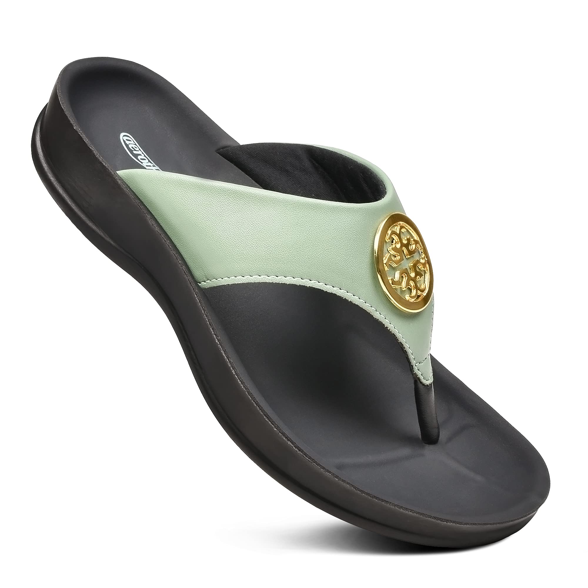 AEROTHOTIC Arch Supportive Strappy Orthotic Comfortable Flip Flops Cushion Soft Toe Post Non-Slip Summer Casual Travel Walking Thong