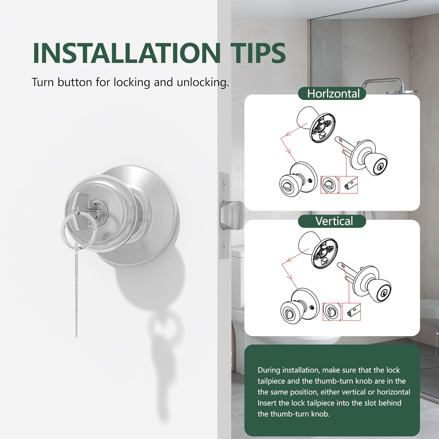 Door Locks for Front Door - 4 Pack Doorknobs for Exterior Door Satin Nickel Standard Door Knobs with Lock Entrance Door Locks with Keys