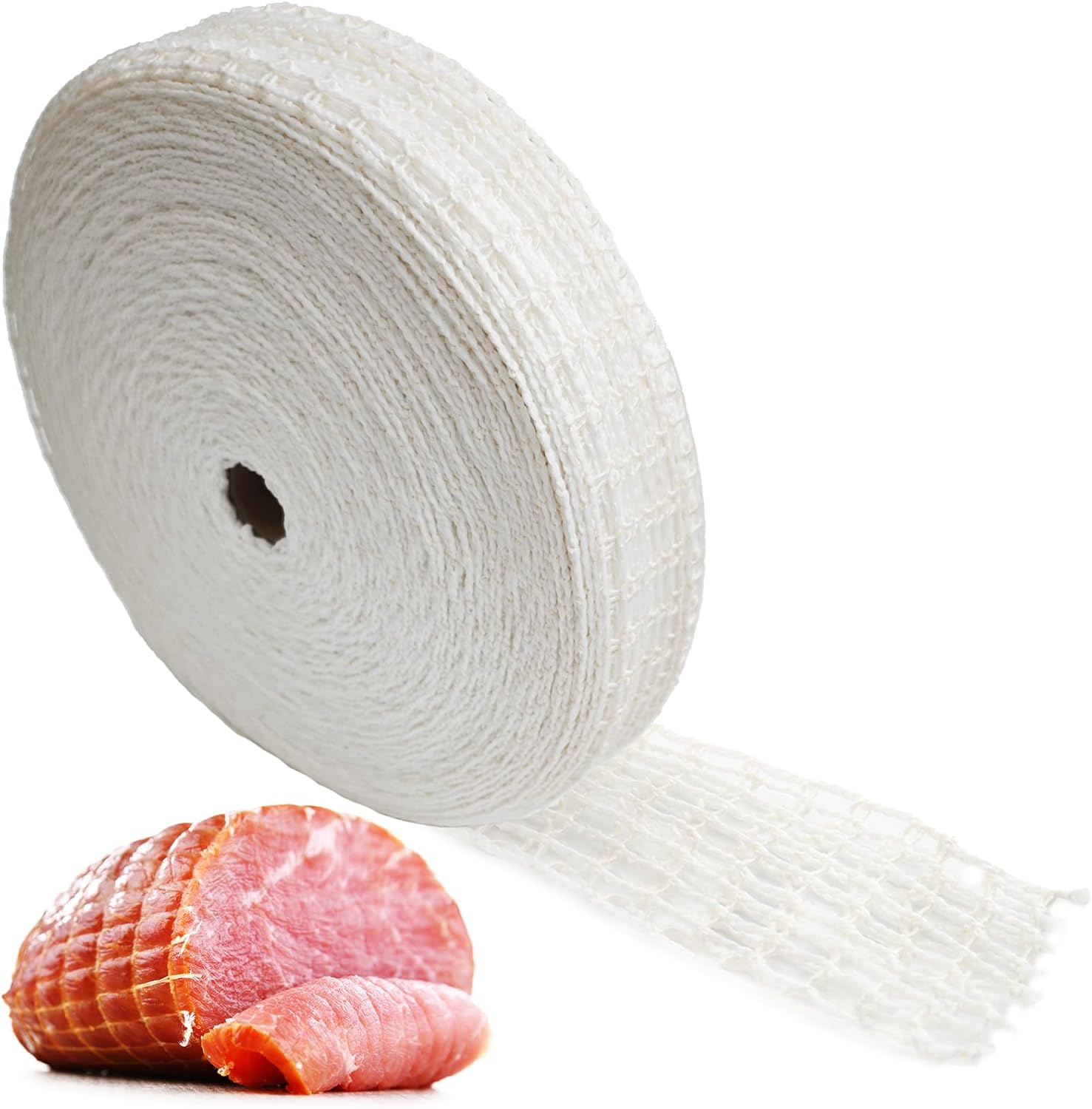 164ft Meat Netting Roll, Elastic Smoked Meat Poultry Ham Netting Meat Butcher Twine Net for Meat Cooking Smoking, or Drying (18)