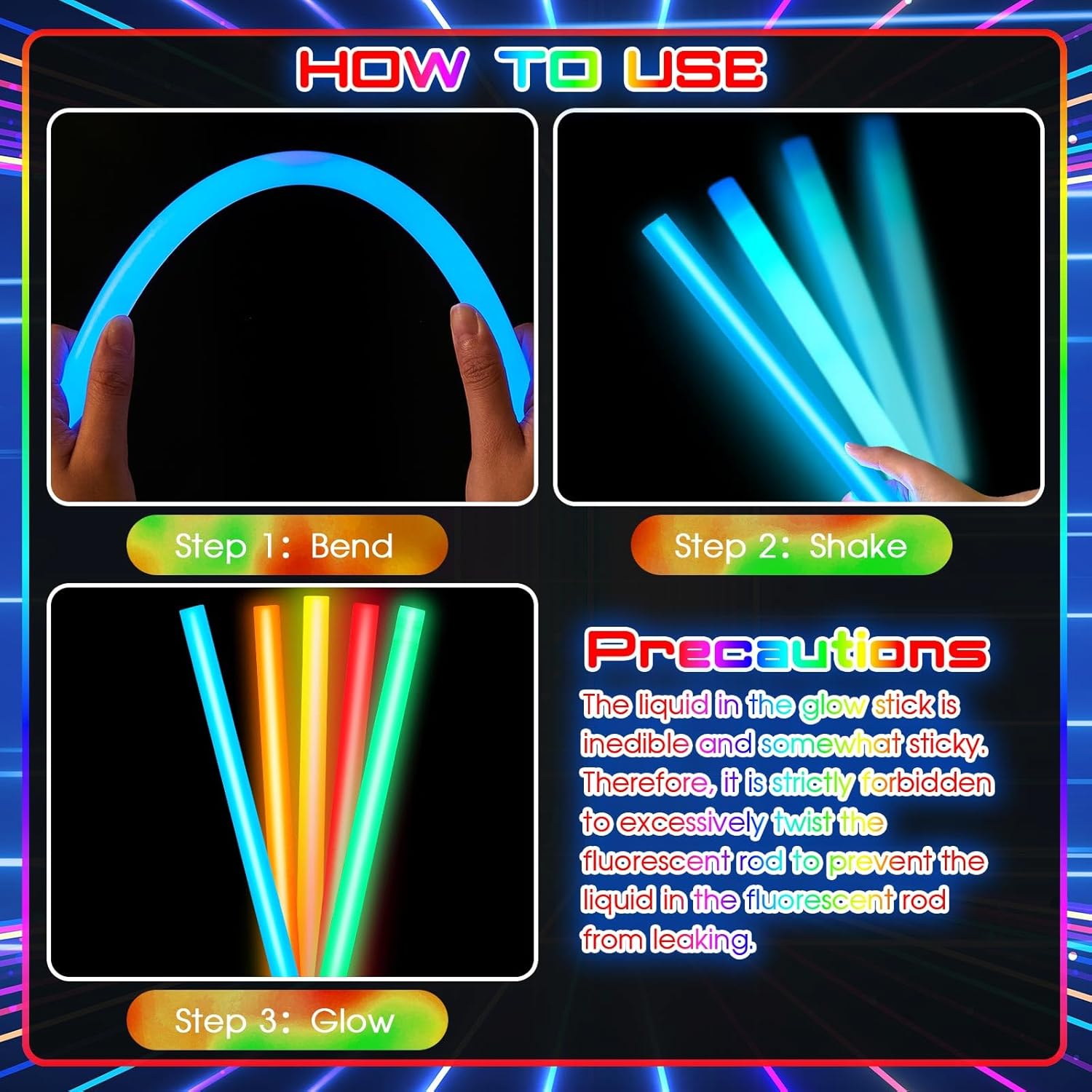 Lewtemi 5 Pcs Large Glow Sticks, 14 Inch Jumbo Light up Sticks Holiday Colorful Sticks Emergency Glow in The Dark Party Supplies for Camping, Halloween, New Year