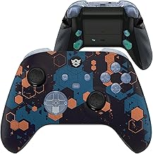 Advance 4 Paddles & Interchangeable Thumbsticks & Triggers Stop Compatible with Xbox Series X Elite Controller - Camouflage Blue Orange