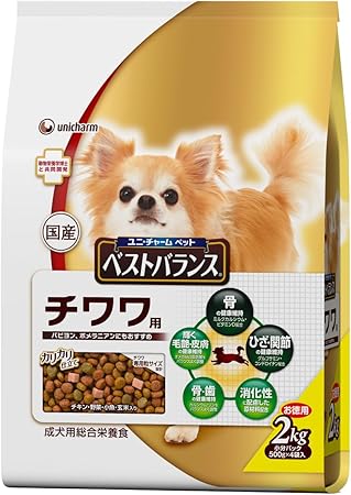 Amazon ベストバランス カリカリ仕立て チワワ用 成犬用 チキン 野菜 小魚 玄米入り 2kg 4個セット ベストバランス ペット用品 通販