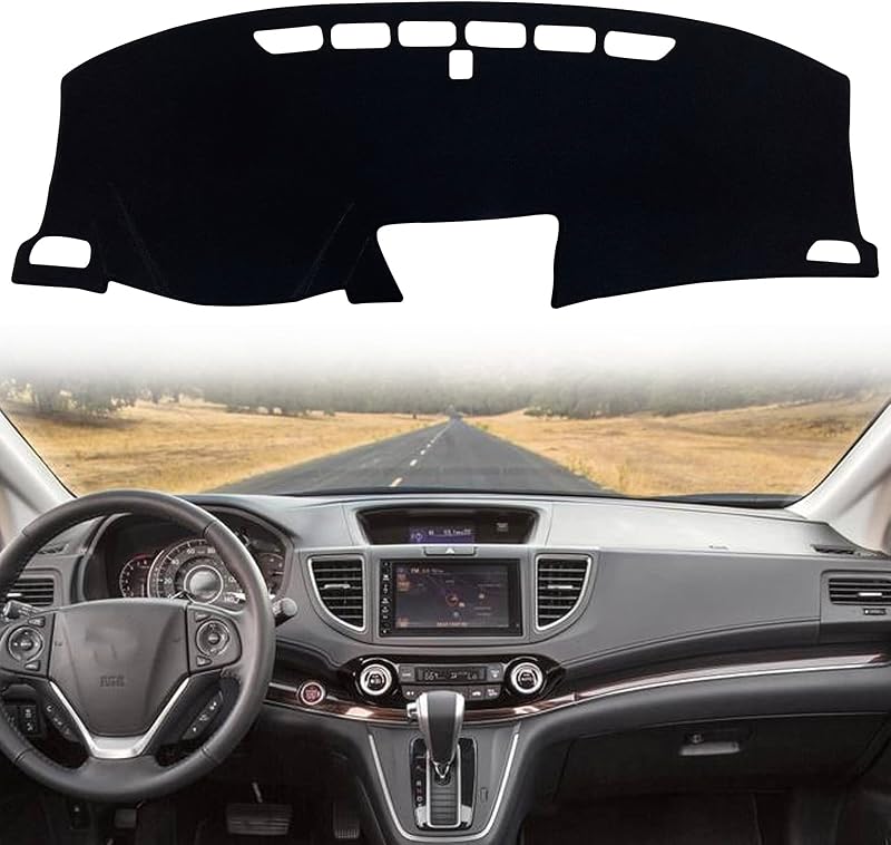 Capa para painel e console central KEEGTBOX compatível com Honda CR-V SUV 2012 a 2016, acabamento preto (12-16 Black Trim)