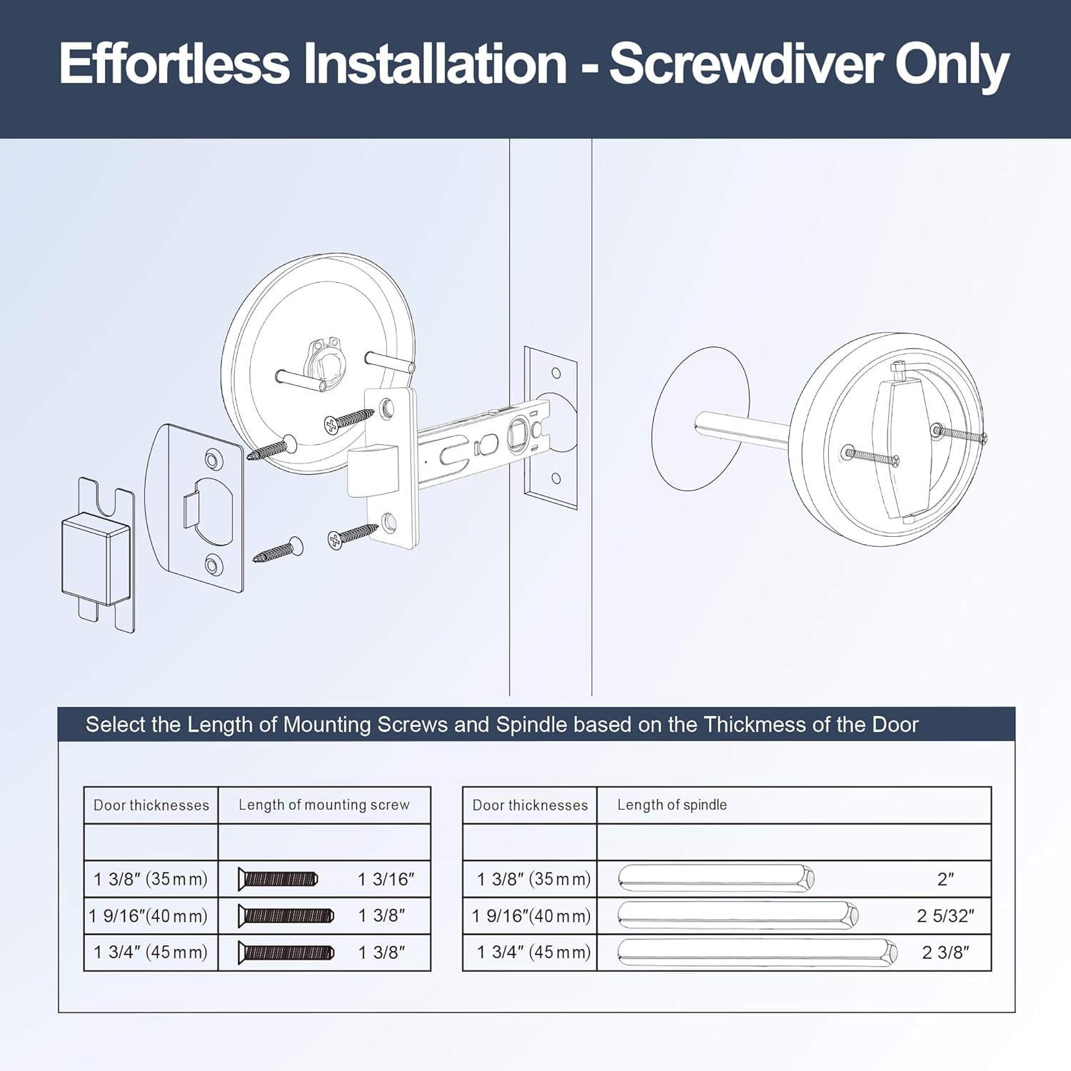 2 Pack Black Low Profile Door Knobs for Space Saving, 2 3/8" Anti-Bump Flush Interior Door Handle for Narrow Spaces, Round Recessed Cup Flat Door Lock for RV, Closet and Tight Clearance