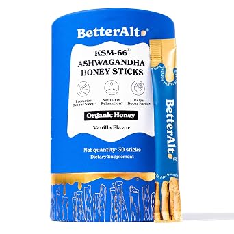 Better Alt KSM 66 Ashwagandha Honey Sticks |Organic Multiflora Himalayan Honey | Helps Promote Relaxation, Focus |1 Month Dietary Supplement