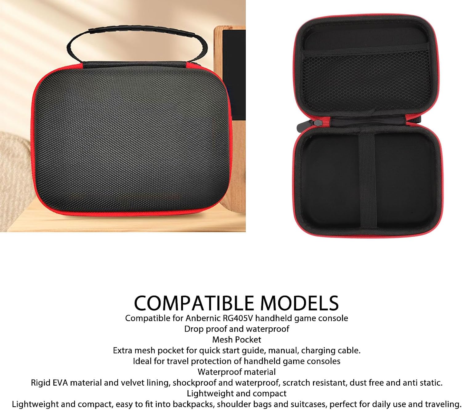 Handheld Game Console Carrying Case for RG405V,Retro Game Carrying Case,Handheld Emulator Storage Holder Organizer with Mesh Pocket image 4
