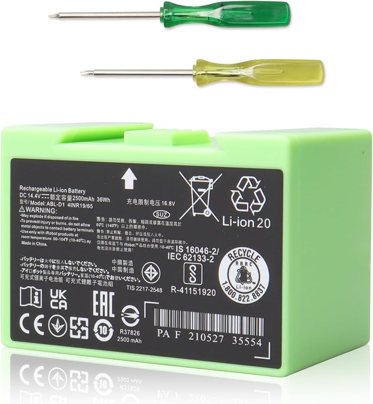 Micacorn 14,4V 36Wh 2500mAh Pótakkumulátor Roomba e és i Sorozathoz - Kompatibilis i3 i3+ i7 i7+ i8 i6 i4 e5 e6 Robotporszívókkal