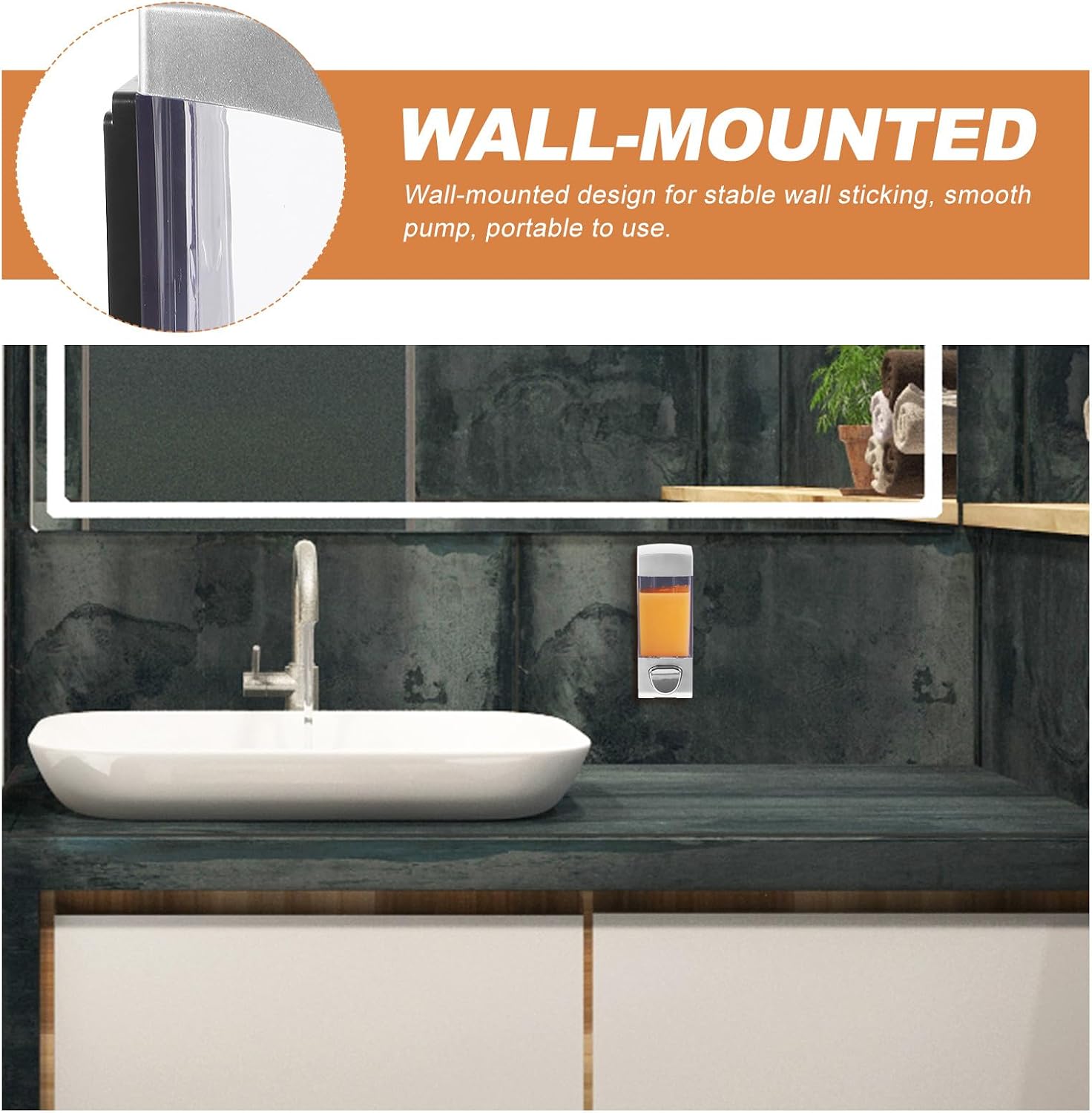 Wall Mounted Soap Dispenser and Shampoo Container 350ml, Pressed Liquid Soap Bottle with Silver Square Design, 2pcs for Bathroom Shower Use
