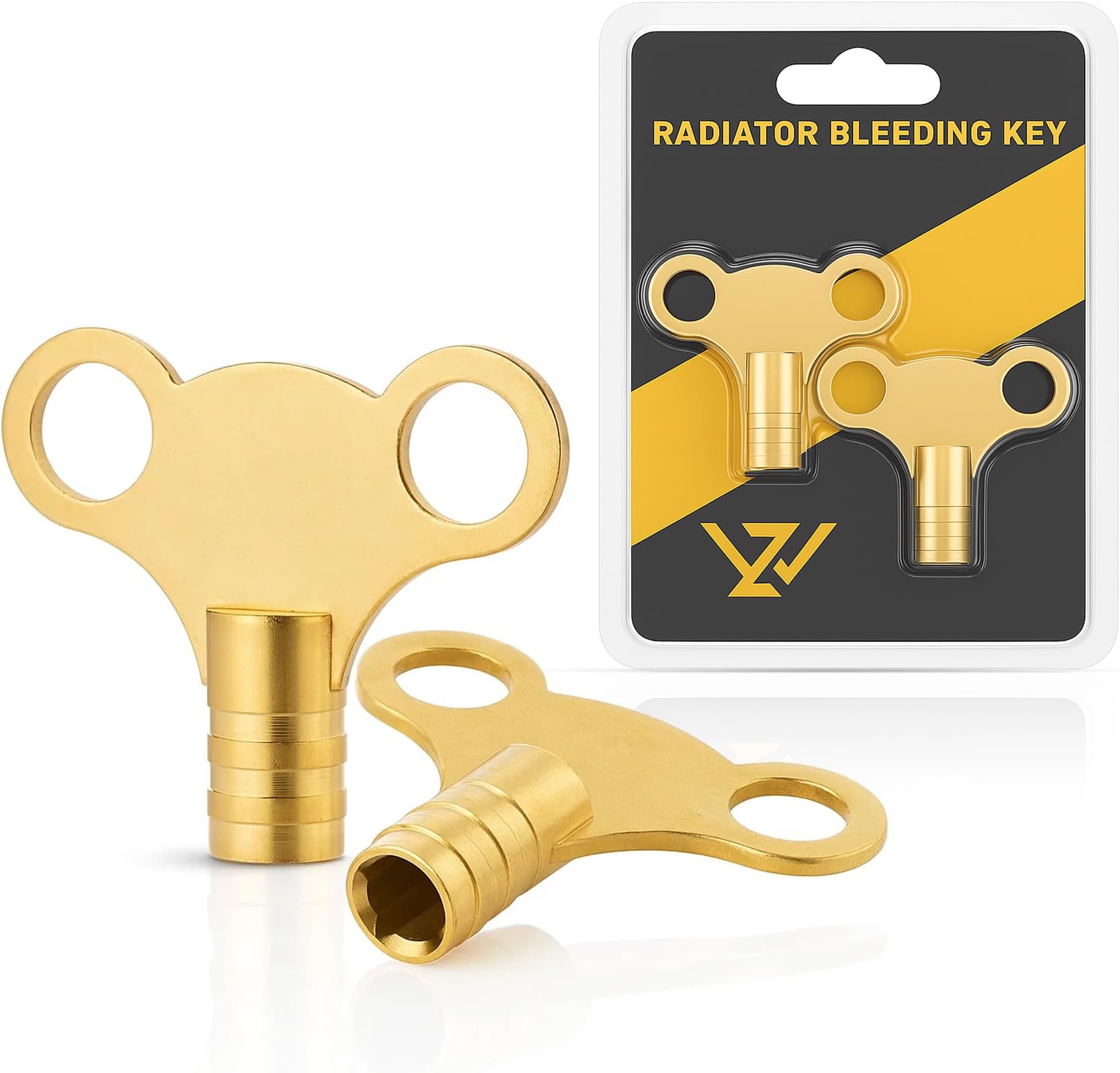 WZ Radiator Bleed Key- Radiator Valve Clock Key for Bleeding and Air Vent- Made of Solid Brass- Pack of 2