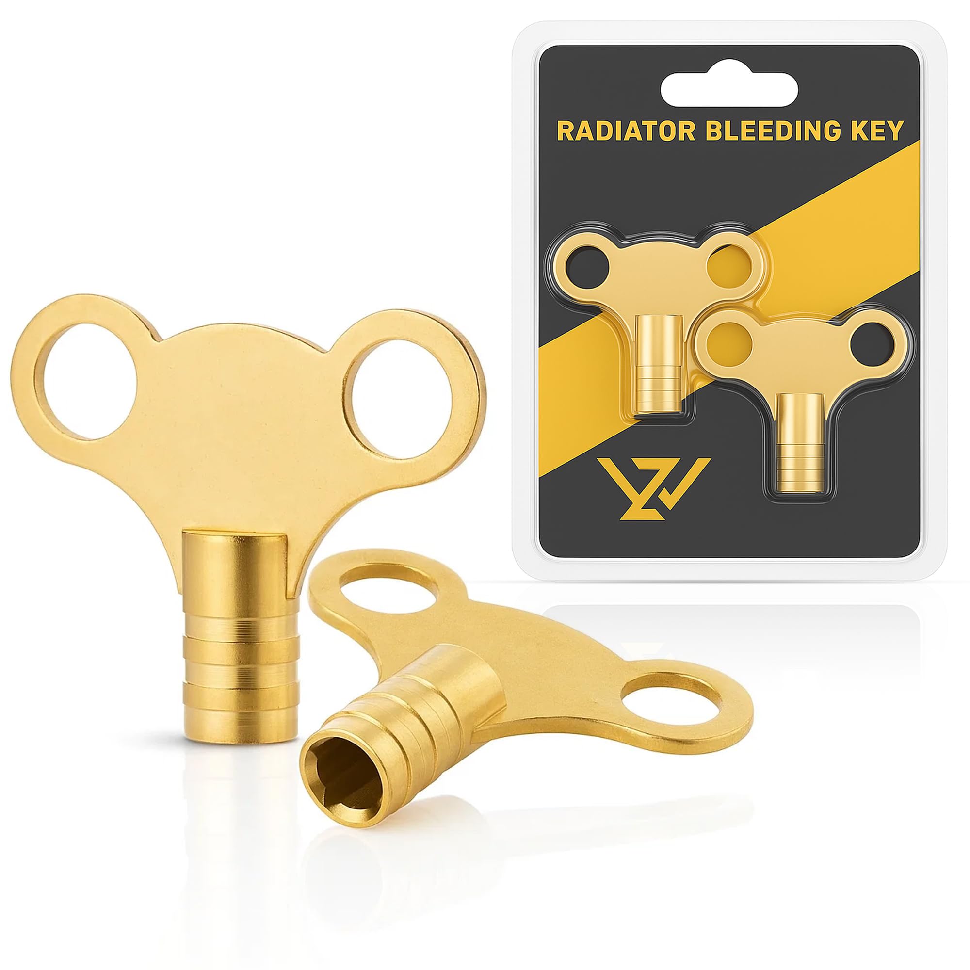 WZ Radiator Bleed Key- Radiator Valve Clock Key for Bleeding and Air Vent- Made of Solid Brass- Pack of 2