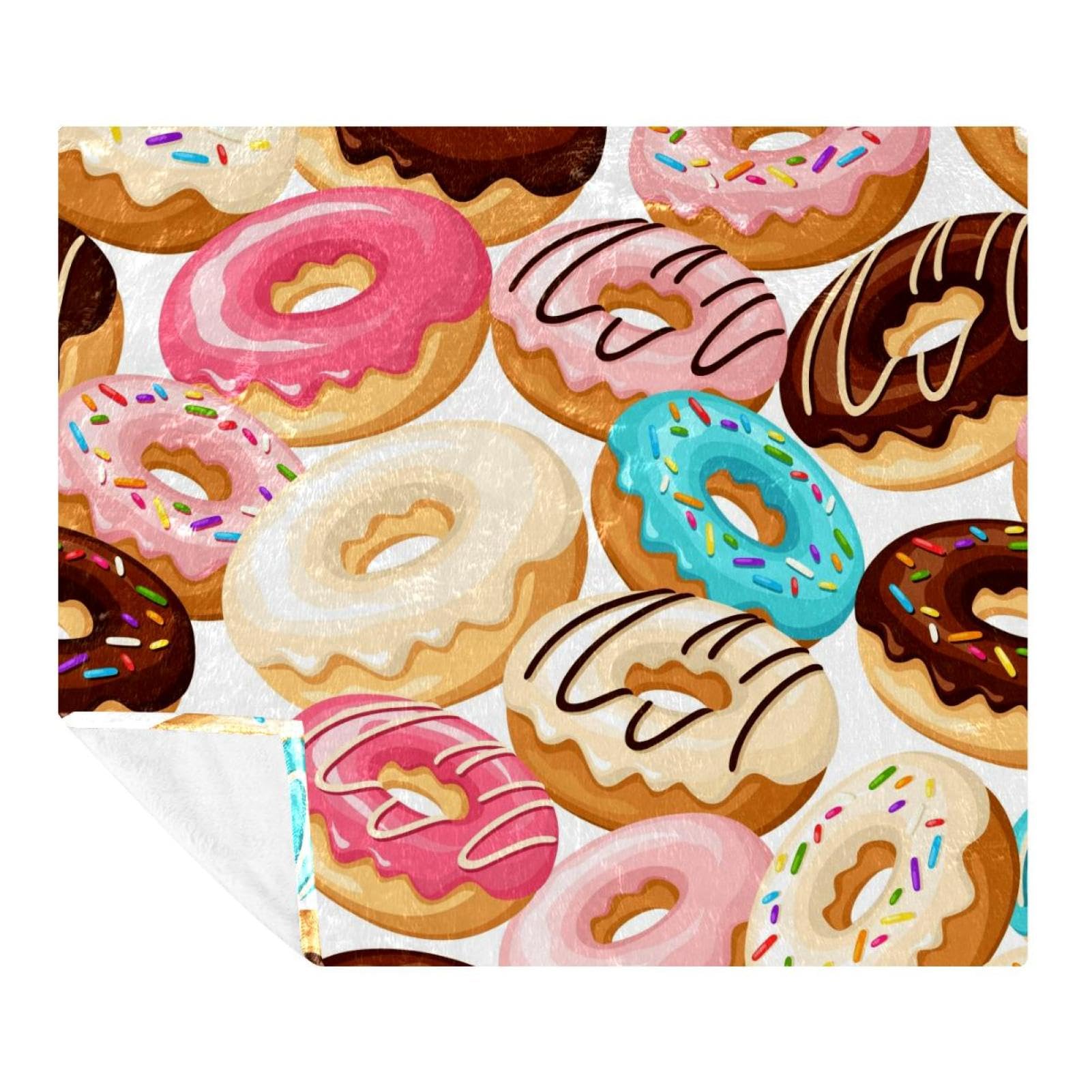Couverture donuts colorée 150x130 cm : le plaid polaire fun et doux pour toute la famille