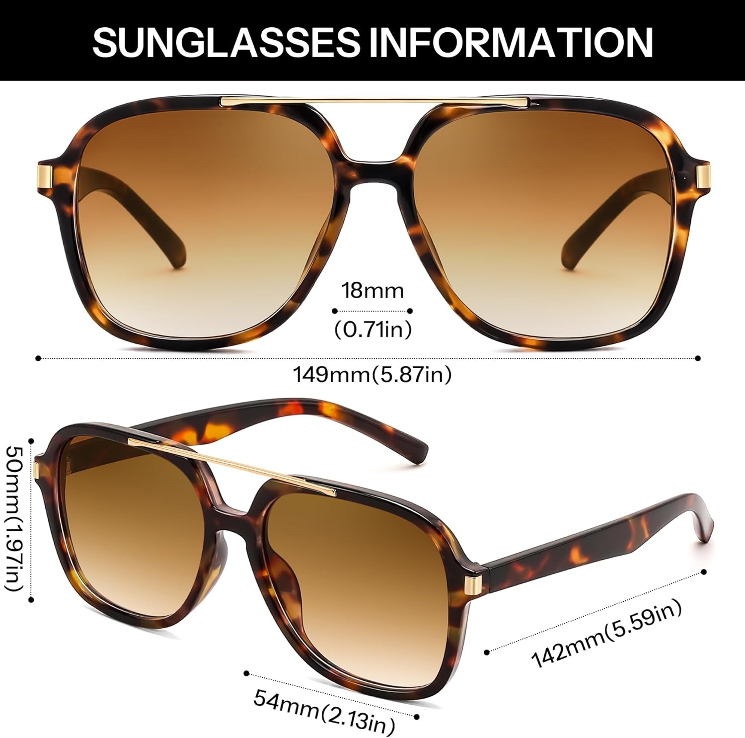 FEISEDY Trendy Aviator Sunglasses for Women Men Square 70s Lightweight Shades B4199 - Image 5