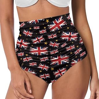 Womens Bikini Bottom High Rise Bathing Suit Ruched Swim Bottom Patriotic Beachwear