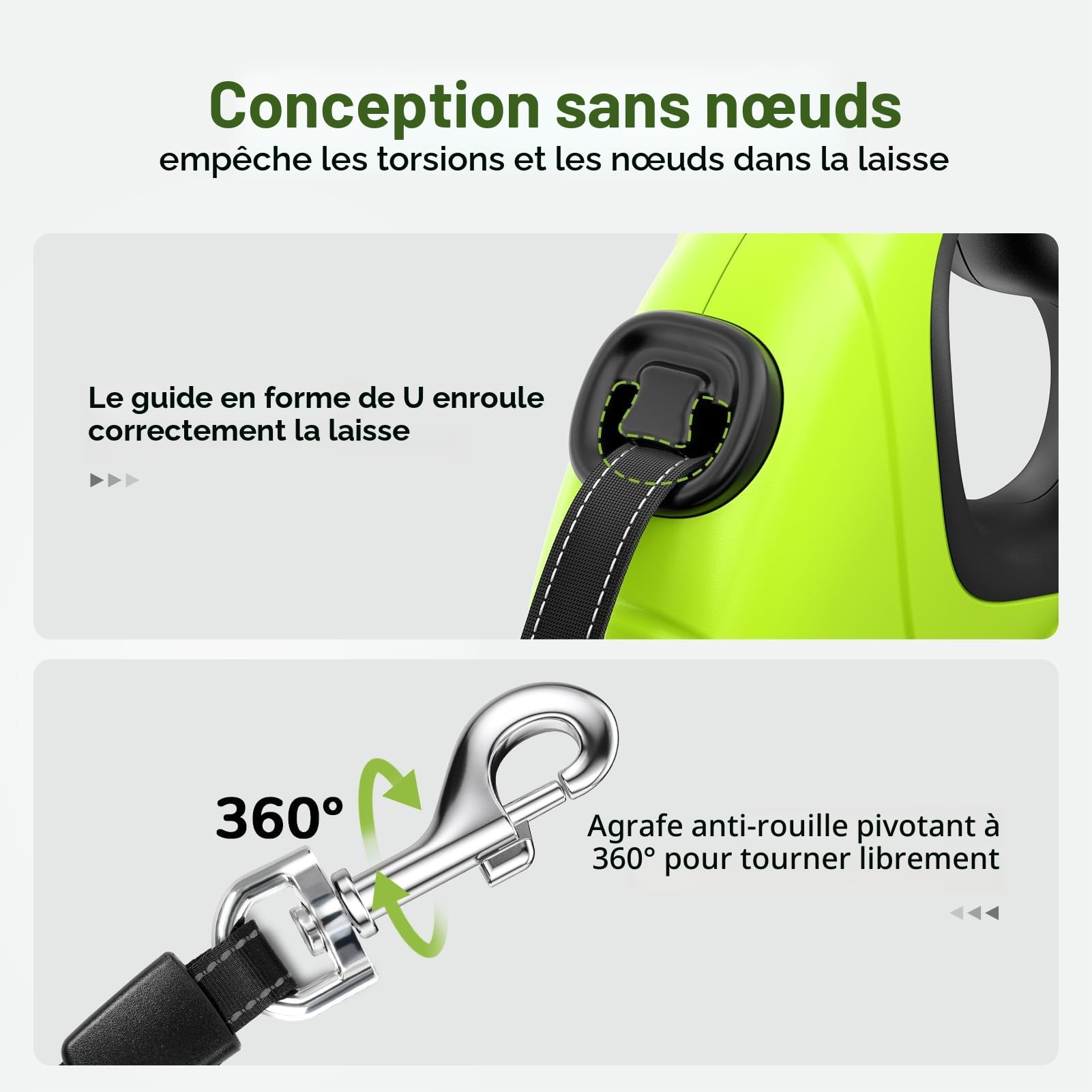 Pecute Laisse rétractable pour Chien avec Support de Sac à déjections Canines, 10 m / 32ft, avec 360 °, Anti-nœuds, poignée antidérapante et Bouton de Frein Rapide, Convient pour Les Chiens pesant