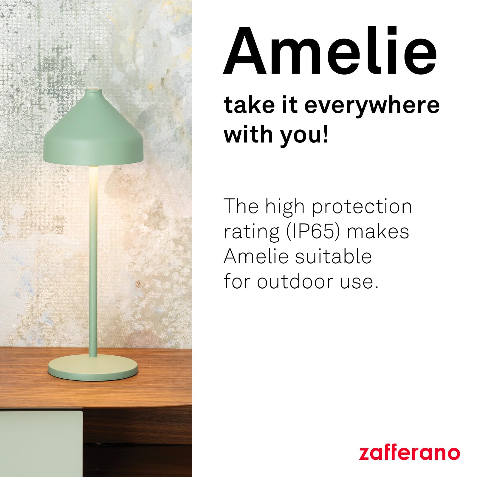 Zafferano, Amelie Lamp, Cordless Rechargeable Table Lamp with Touch Control, Suitable for Indoor and Outdoor Use Dimmer - Image 4